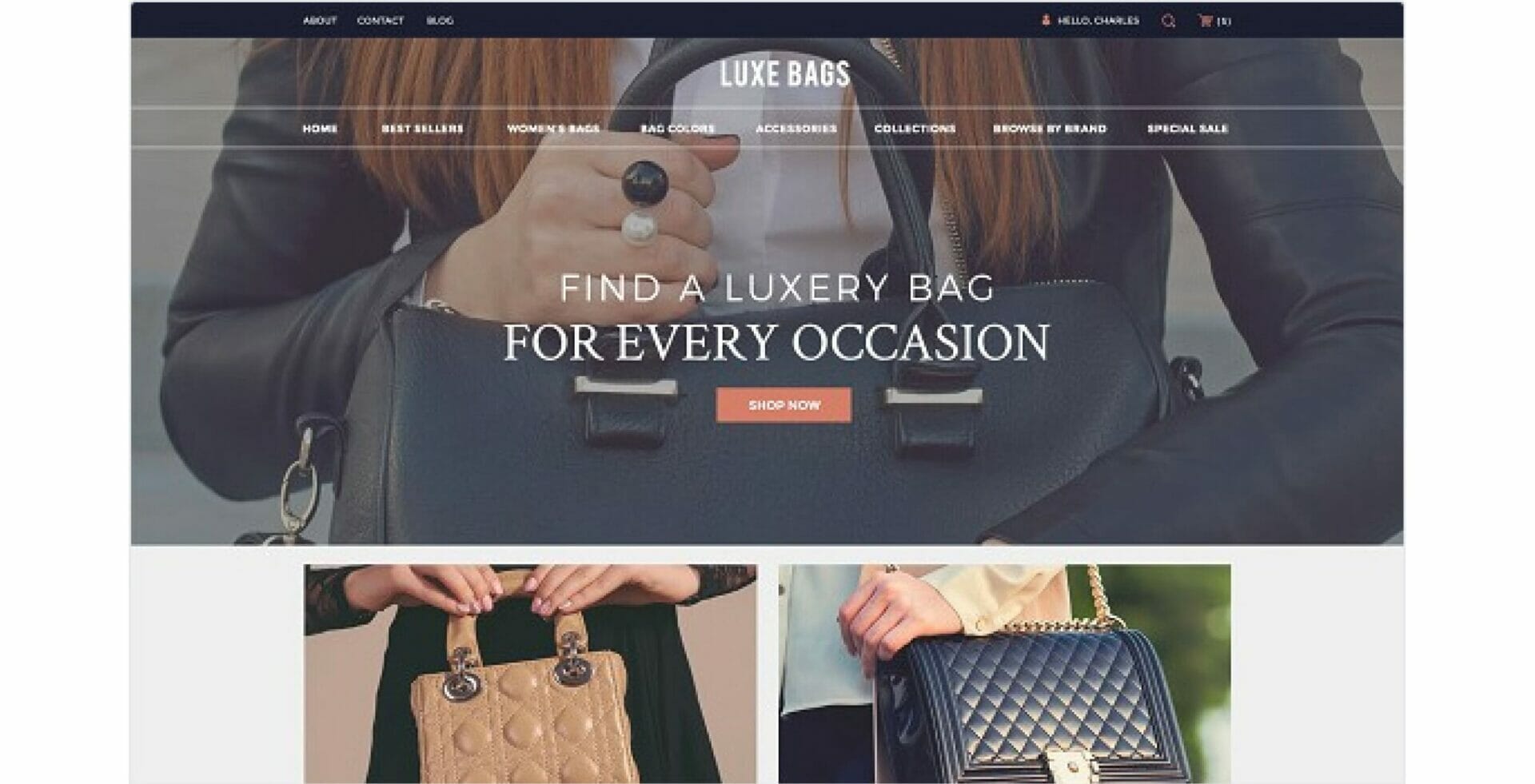 design di un ecommerce di borse