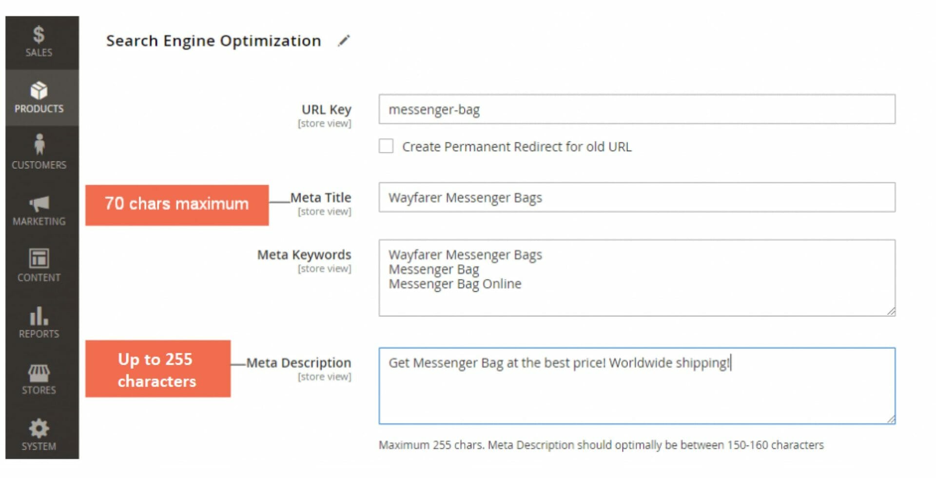 dati SEO su magento 2